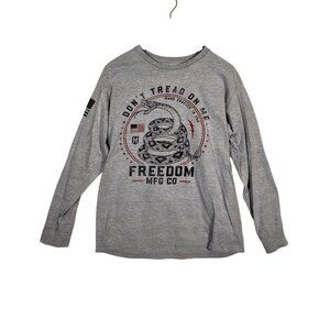 Howitzer MFG Men's Longsleeve Tee Don't Tread On Me Military Grunt USA Sz L Gray